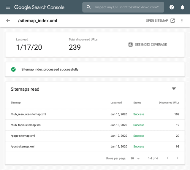 google-search-console-sitemap-page