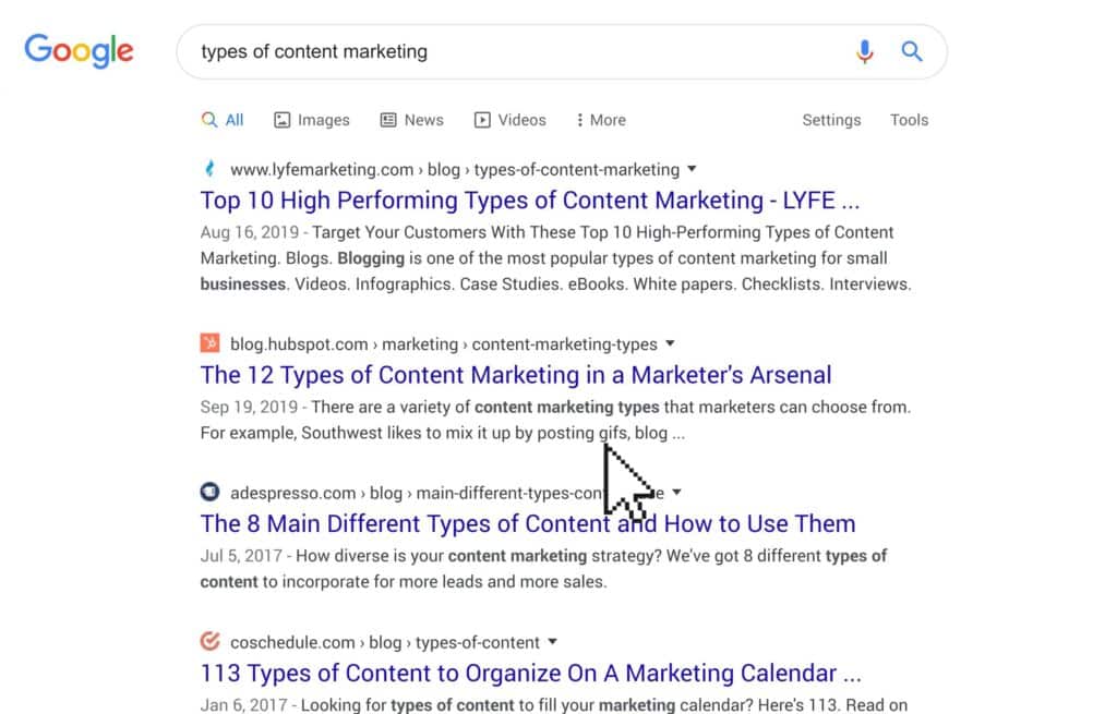 types of content marketing