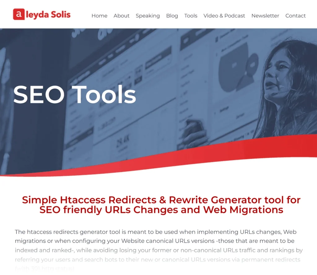 aleyda-solis-htaccess-redirects-generator-homepage