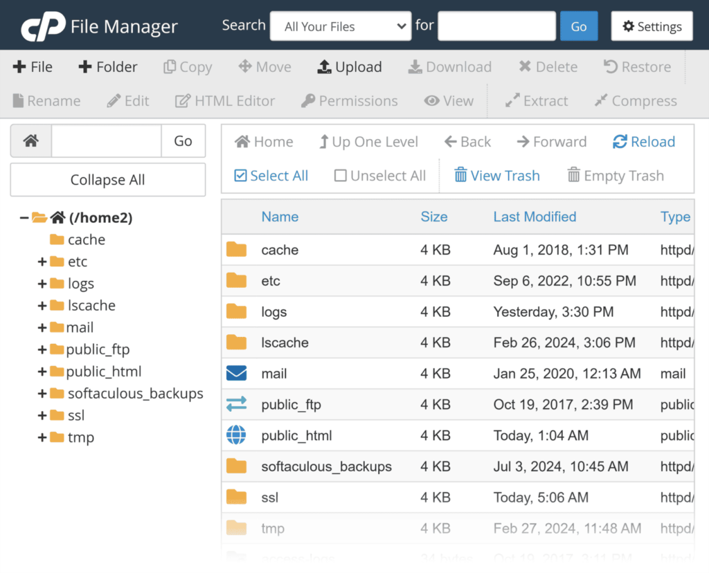 cpanel-file-manager-files