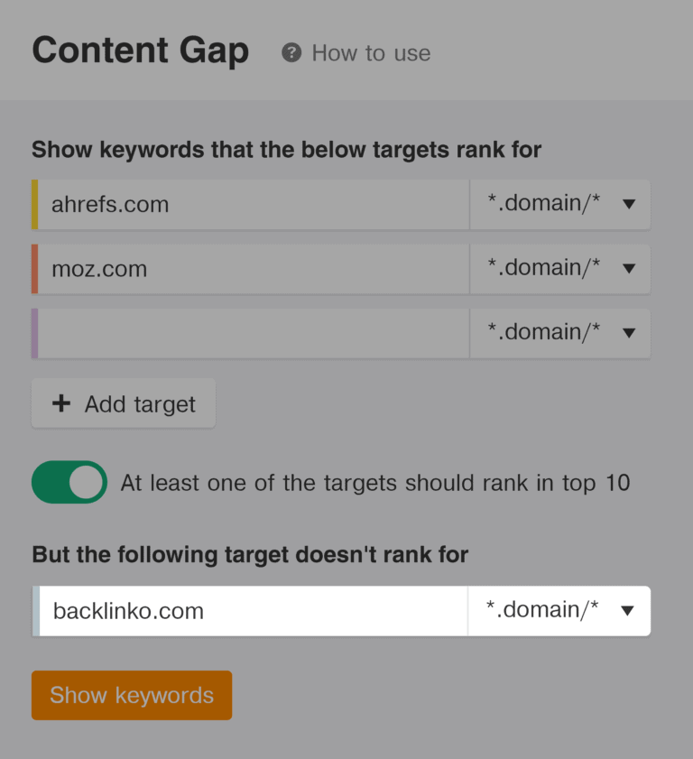 ahrefs-content-gap-input-own-site