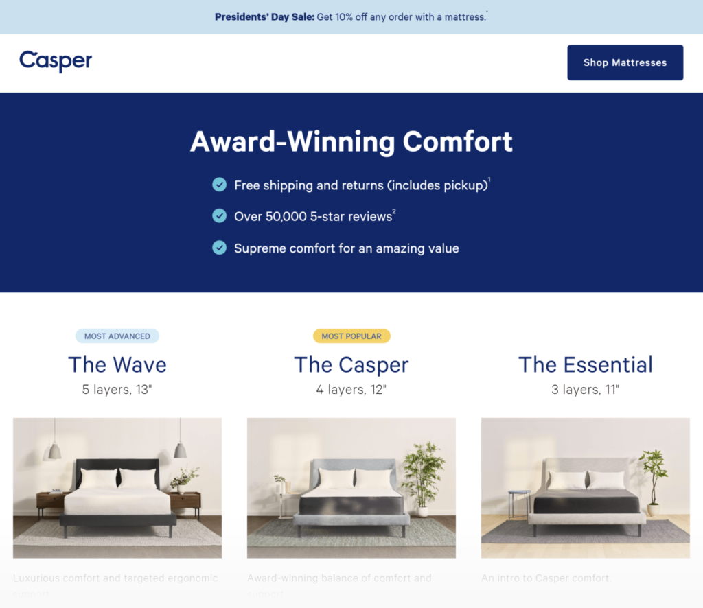 casper-ecommerce-landing-page