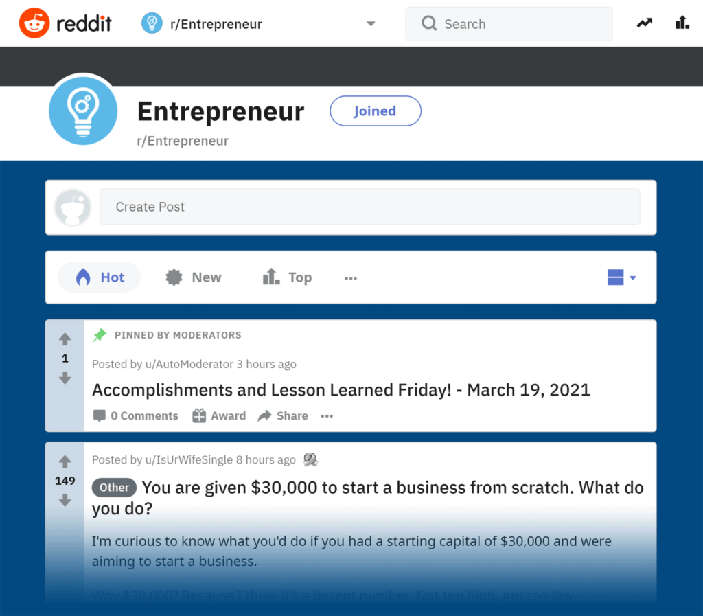 reddit-entrepreneur-subreddit