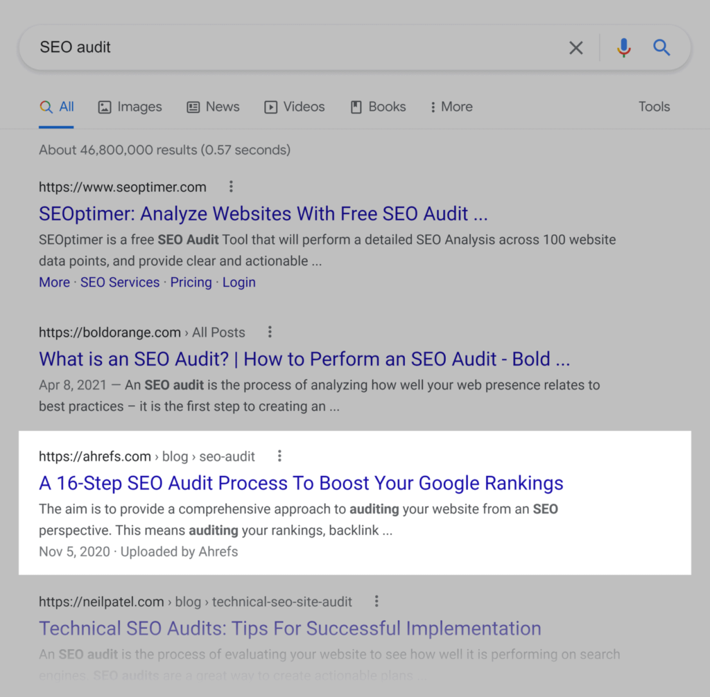 google-serp-ahrefs-seo-audit-post