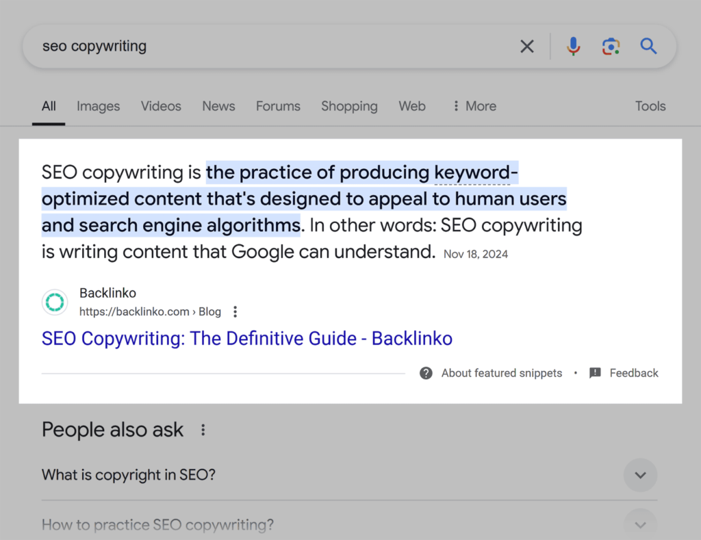 google-serp-seo-copywriting-featured-snippet