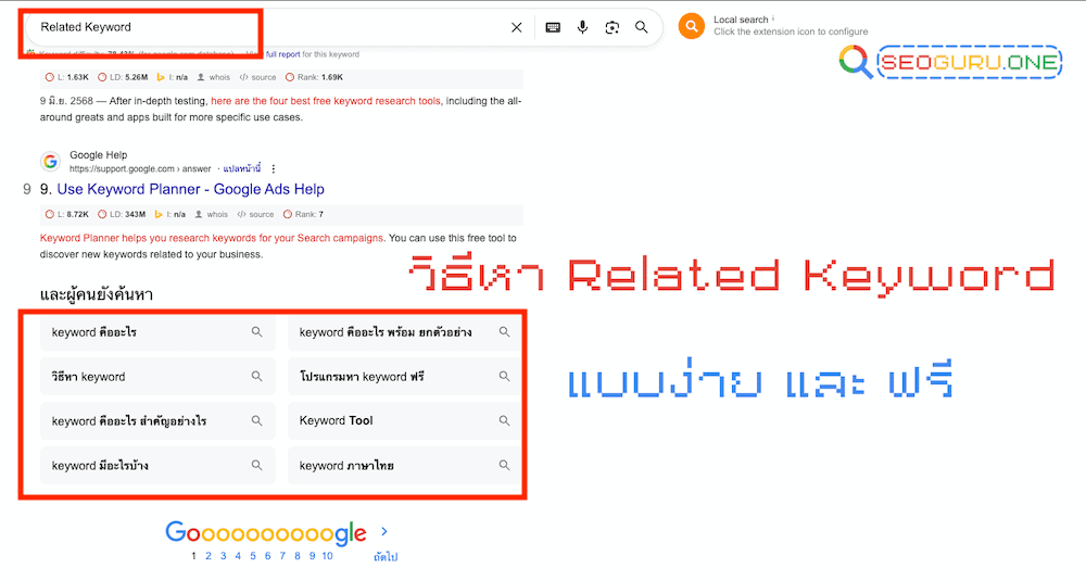 Related Keyword เลิกโฟกัสแค่คำหลัก มาดูคำรองที่ช่วยดันอันดับแบบเนียนๆ 3 วิธีหา Related Keyword แบบง่ายและ ฟรี