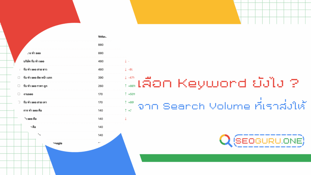 เลือก Keyword ยังไงจาก Search Volume ที่เราส่งให้ ? 1 เลือก Keyword ยังไง